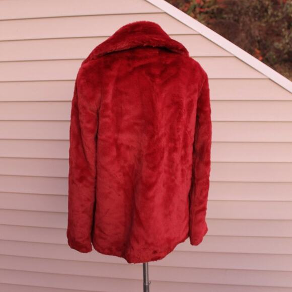 Rachel Zoe Women's Red Faux Fur Teddy Coat Ultra Soft Shawl Collar Size Medium - Picture 7 of 10